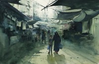 Javid Tabatabaei, 14 x 21 Inch, Watercolour on Paper, Cityscape Painting, AC-JTT-026
